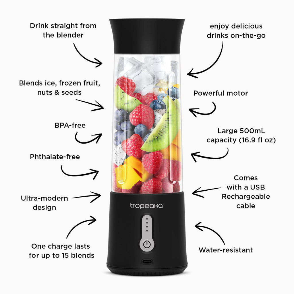 Stop by to know name Rational Portable Blender | Powerful, Large Capacity, BPA-Free, USB-C, Black |  Tropeaka