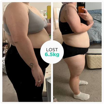 Customer before and after transformation – lost 6.5kg